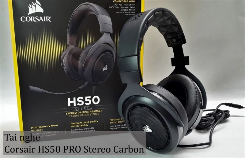 Tai nghe Corsair HS50 PRO Stereo Carbon Đen