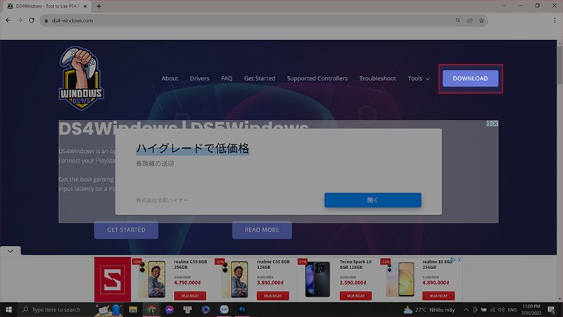 V&agrave;o trang DS4Windows