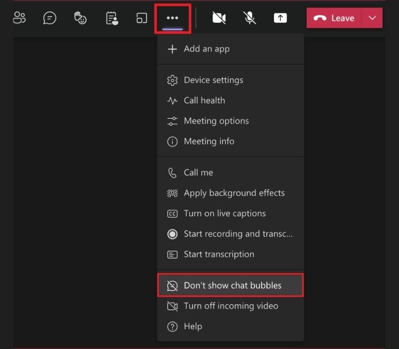 C&aacute;ch tắt bong b&oacute;ng chat trong Microsoft Teams