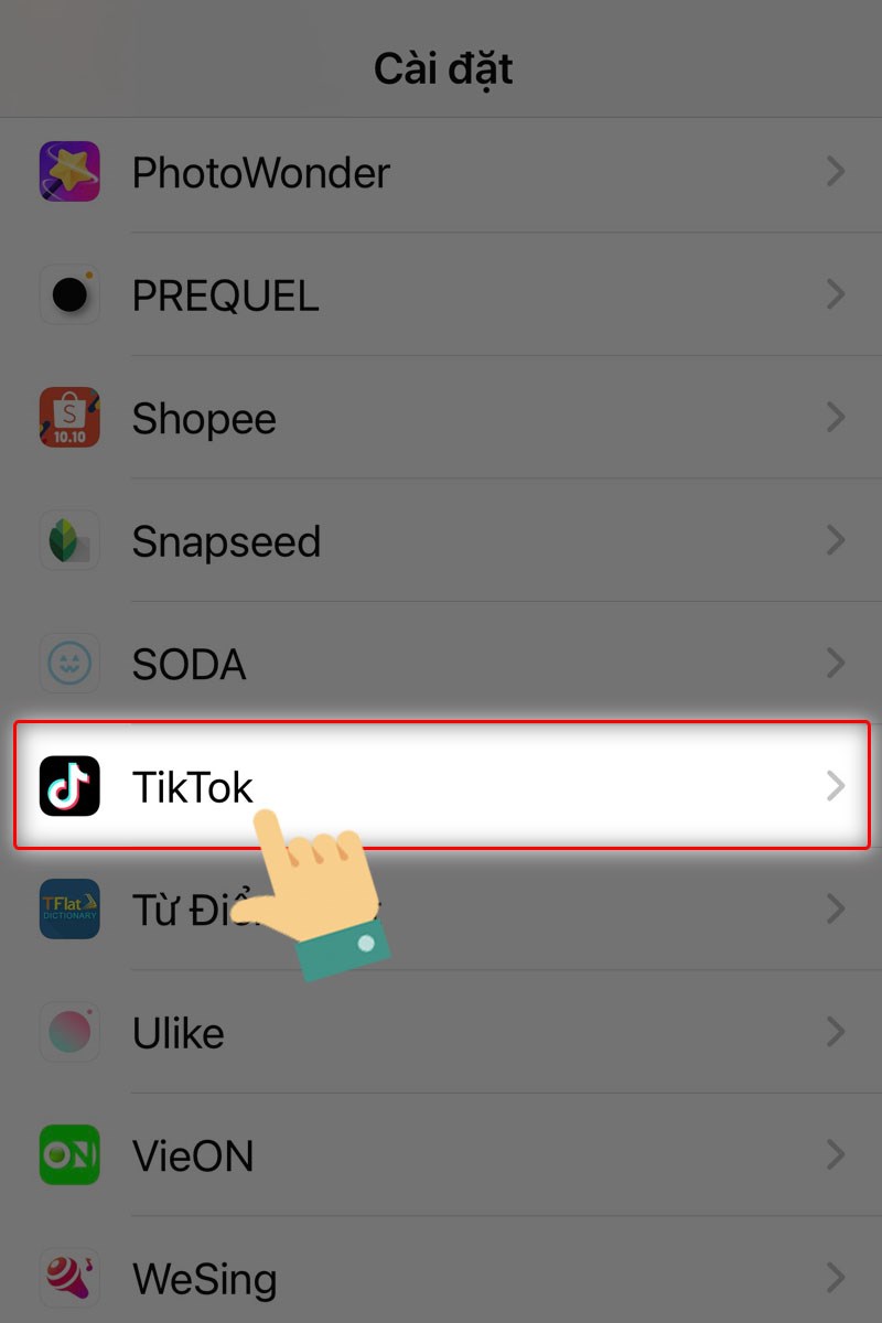 Chọn ứng dụng TikTok