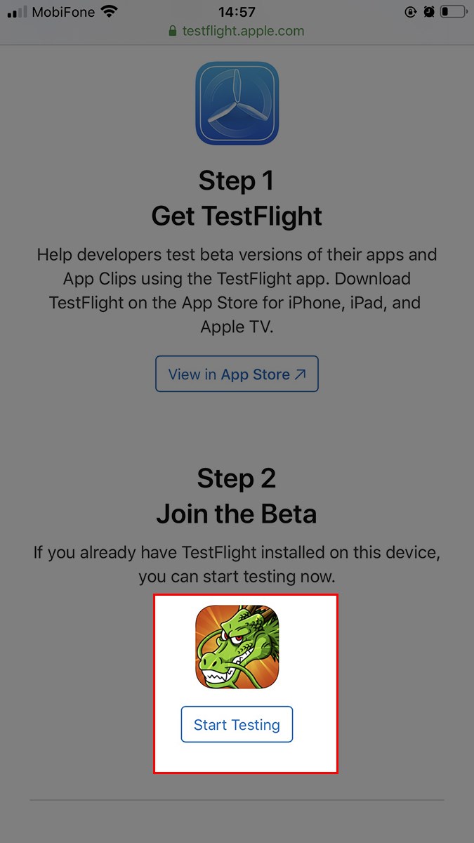 Chọn Start Testing