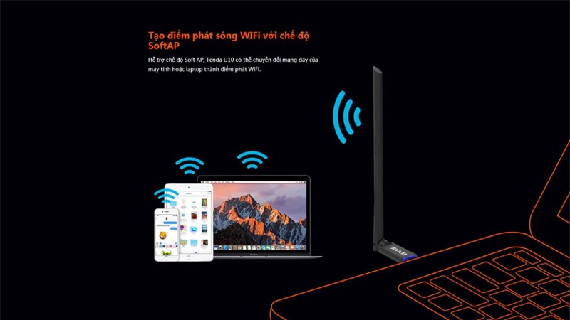 USB Wifi chuẩn AC 650Mbps Tenda U10