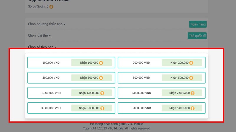 nạp v&iacute; Scoin bằng thẻ quốc tế bước 3