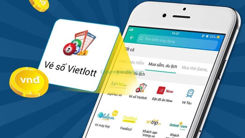 Mua vé số Vietlott thanh toán online.