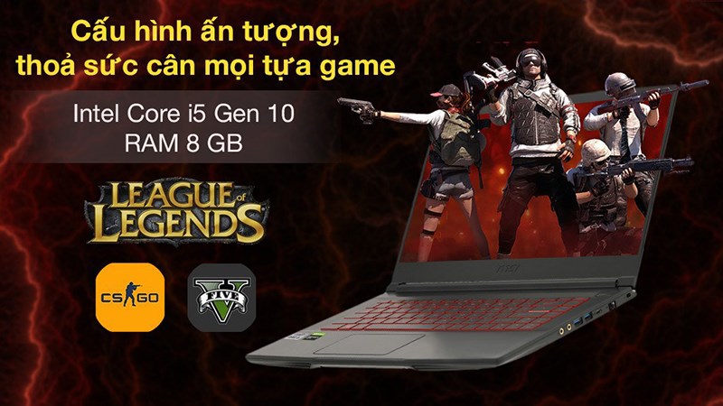 MSI GF63 Thin 10SC i5 mang hiệu năng ấn tượng MSI GF63 Thin 10SC i5 mang hiệu năng ấn tượng