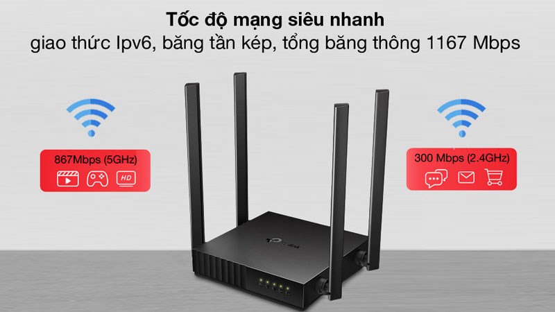 Router Wifi Chuẩn AC1200 TP-Link Archer C54