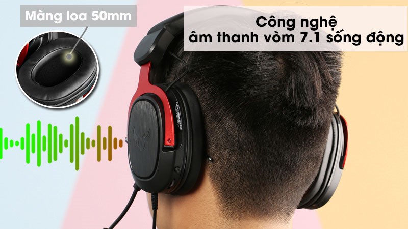 Tai nghe chụp tai Gaming Asus TUF H3 Đen Đỏ 