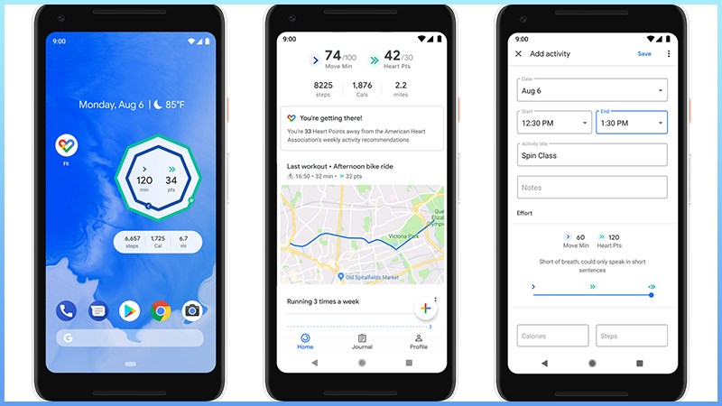 Google Fit theo dõi và thống kê số liệu tập thể dục