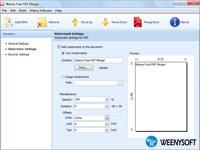 Phần mềm Weeny Free PDF Merger