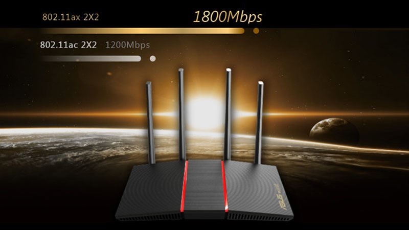 Router Chuẩn Wifi 6 Băng Tần K&eacute;p Asus AX55 