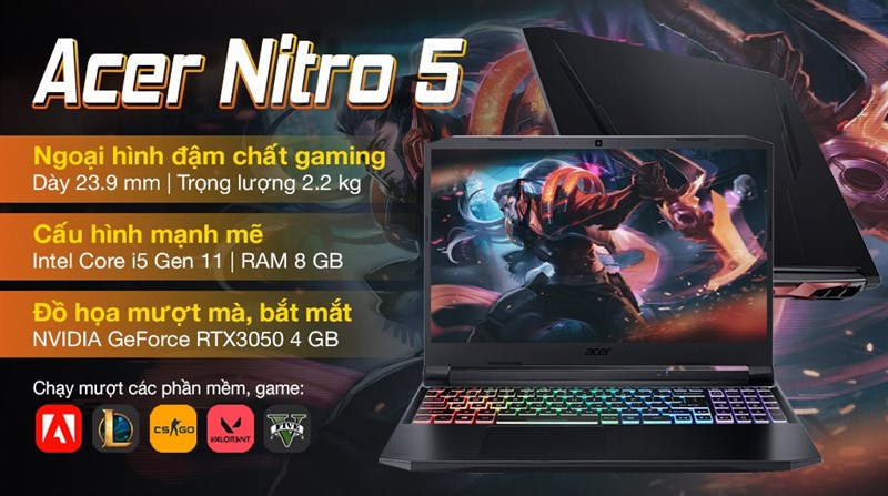 Điểm nổi bật laptop Acer Nitro 5 AN515 57 51G6 i5 11400H