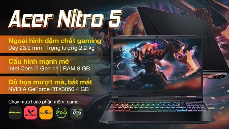 Cấu h&igrave;nh Acer Nitro 5 Gaming AN515 57 54MV i5 11400H 