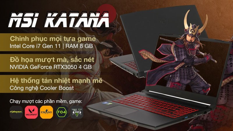 Cấu h&igrave;nh MSI Katana Gaming GF66 11UC i7 11800H 