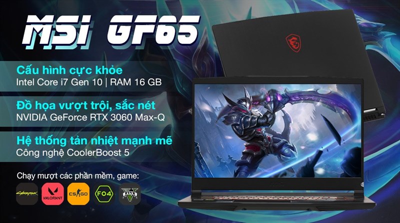 Điểm nổi bật laptop MSI Gaming GF65 10UE i7 10750H