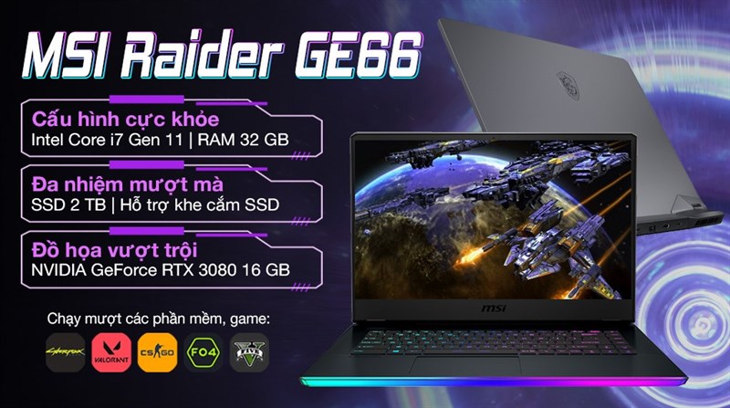 Điểm nổi bật laptop MSI Gaming GE66 Raider 11UH i7 11800H