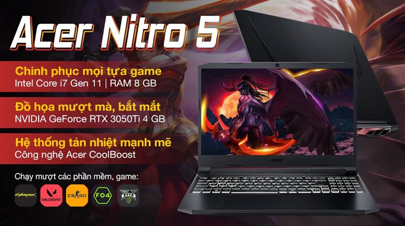 Điểm nổi bật laptop Acer Nitro 5 Gaming AN515 57 74NU i7