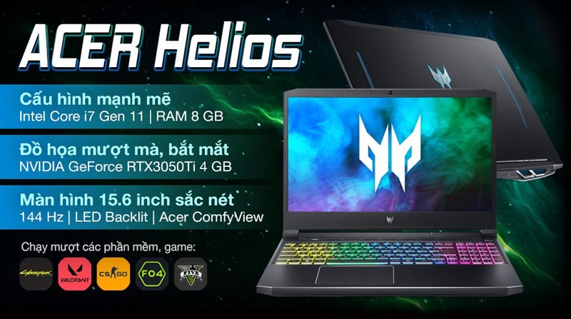Điểm nổi bật laptop Acer Predator Helios PH315 54 78W5 i7