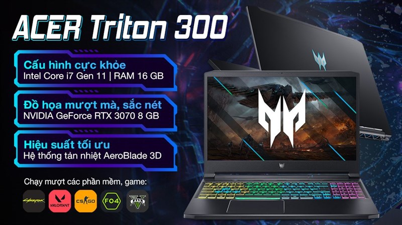 Điểm nổi bật laptop Acer Predator Triton 300 PT315 53 71DJ i7