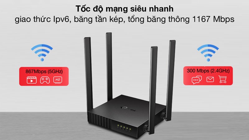 Router Wifi Chuẩn AC1200 TP-Link Archer C54
