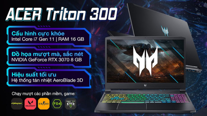 Acer Predator Triton 300 PT315 53 71DJ i7 cùng cấu hình khủng