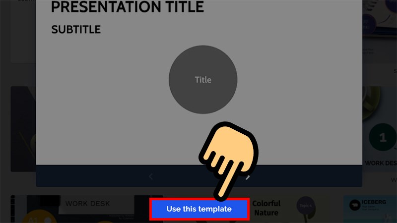 Chọn Use Template