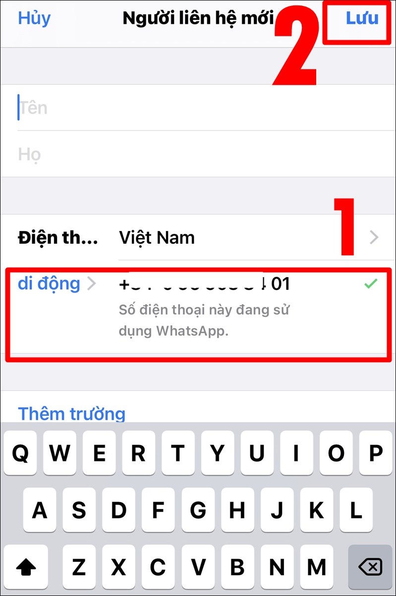 Nhập Số điện thoại của bạn bè, sau đó nhấn Lưu