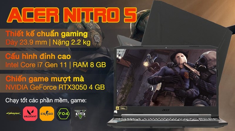 Laptop Acer Nitro 5 Gaming AN515 57 71VV i7 11800H