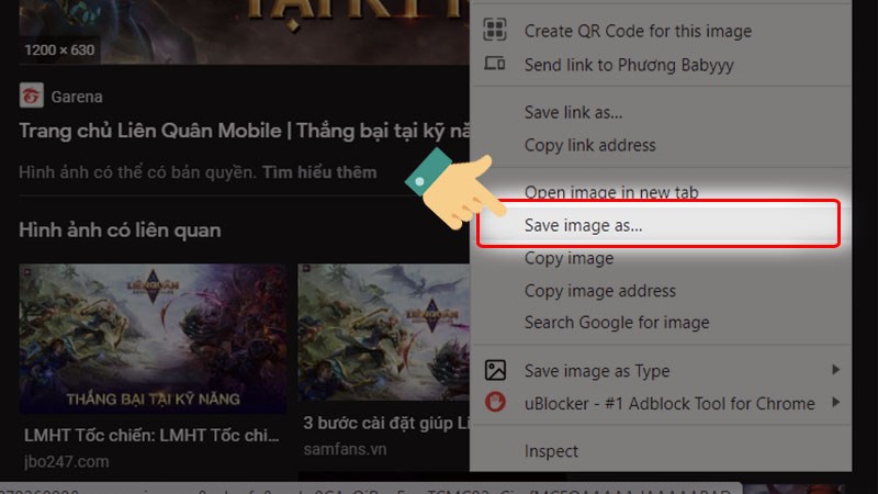 Sau đó bạn nhấp chuột phải vào ảnh đó và chọn Save image as