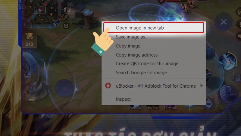 Chọn Open image in new tab (Mở hình ảnh trong tab mới)