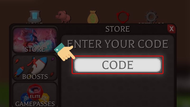 Nhập code vào ô Enter Code Here