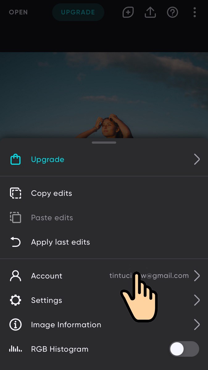 Đăng nhập t&agrave;i khoản tr&ecirc;n app Polarr th&agrave;nh c&ocirc;ng
