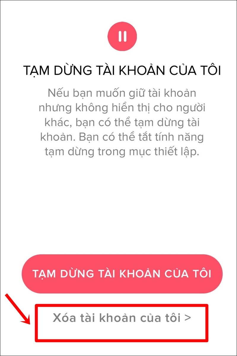 Xóa tài khoản của tôi