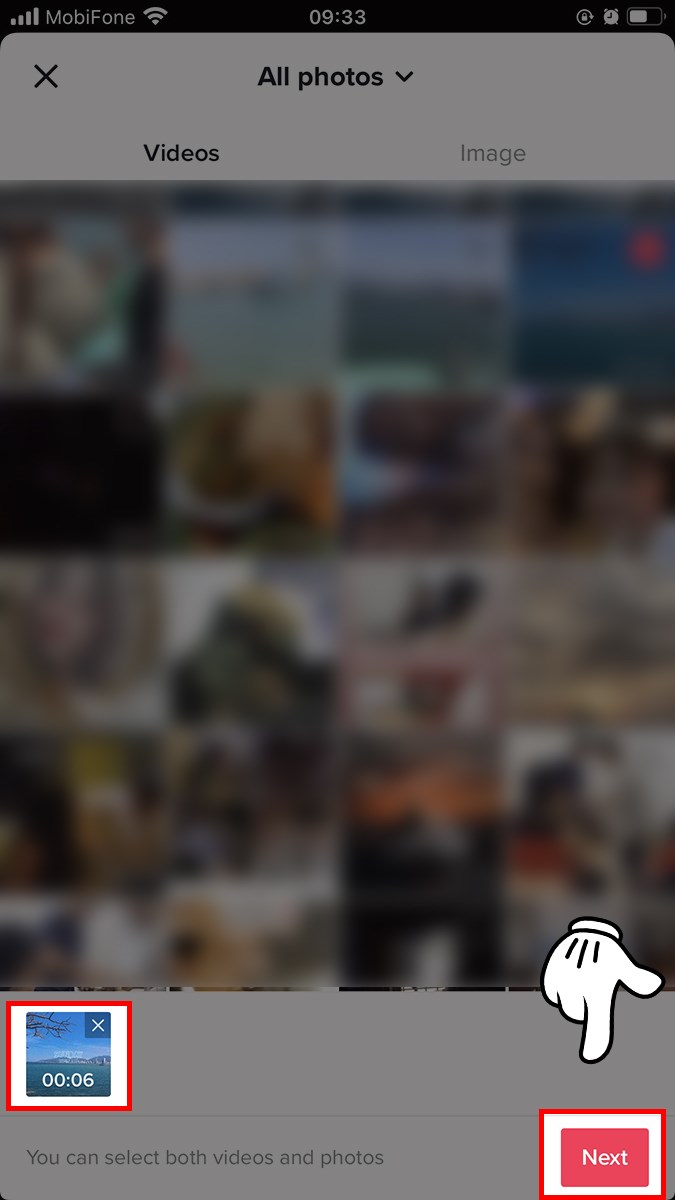 Chọn video c&oacute; sẵn, chọn Next