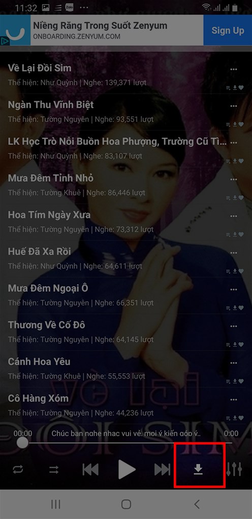 Chọn biểu tượng tải trong Album bạn mới chọn trên LK trữ tình - Nhạc xưa - Nhạc vàng mới