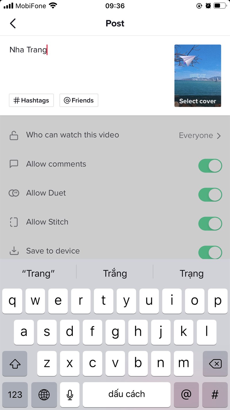 Nhập ch&uacute; th&iacute;ch, trạng th&aacute;i cho video