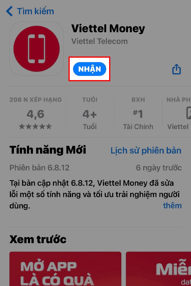 C&agrave;i đặt ứng dụng Viettel Money bước 1