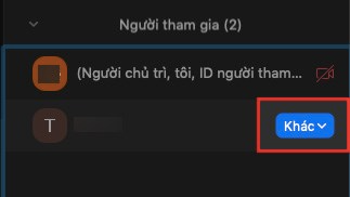 Chọn Khác ở bên phải tên của người mà bạn muốn đổi tên