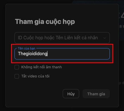 Bạn có thể đổi tên bằng cách nhập tên mới tại khung Tên của bạn