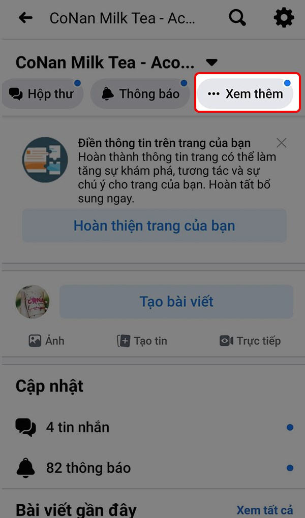 rong giao diện của trang người dùng nhấn tiếp Xem thêm ở thanh công cụ