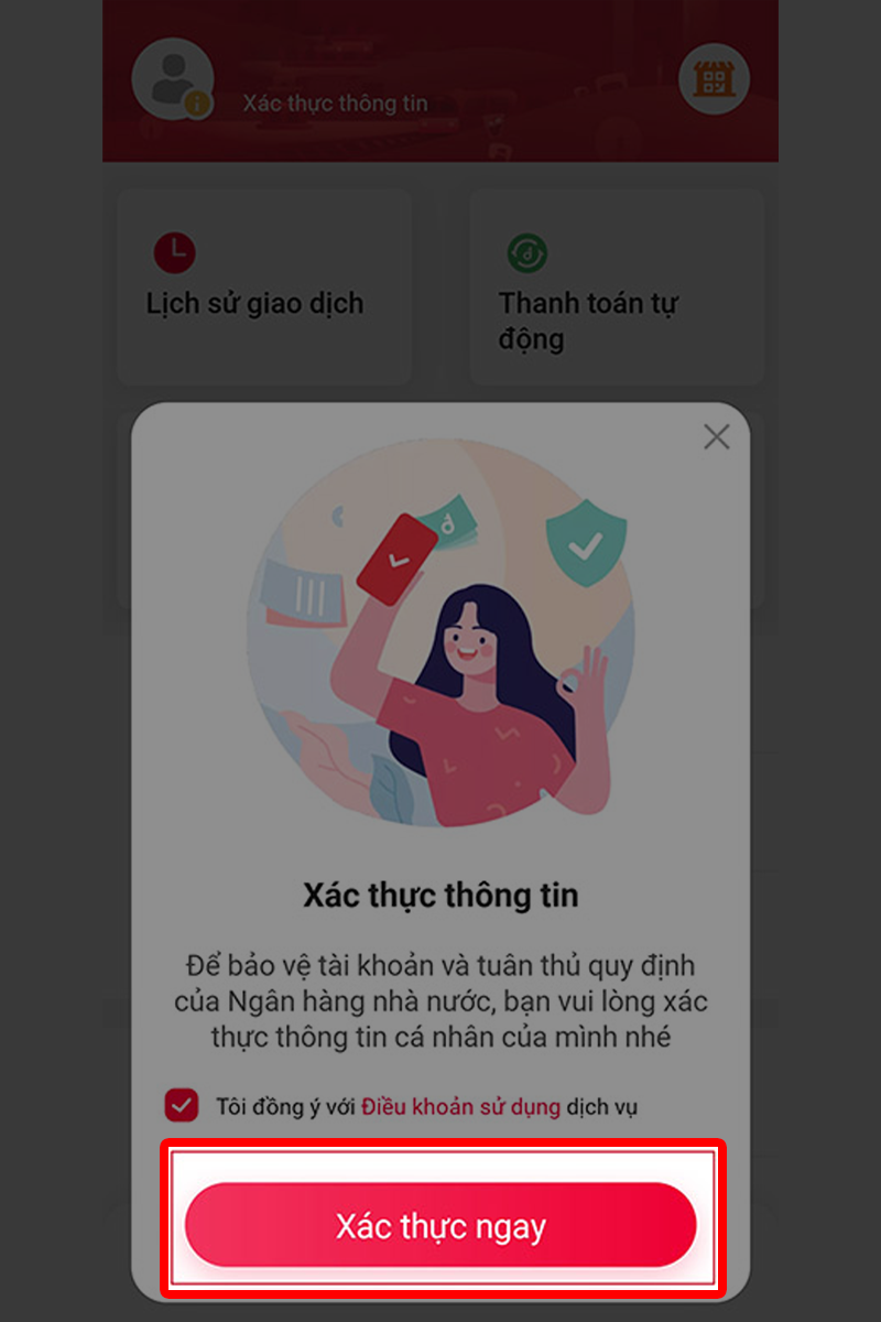 Xác minh danh tính Viettel Money bước 1