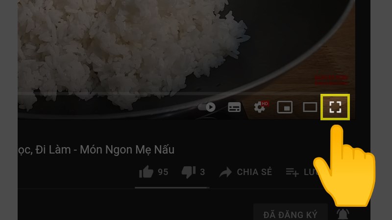 Chọn nút phát toàn màn hình