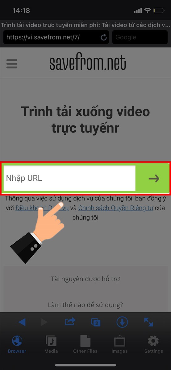 Dán đường link tại thanh tìm kiếm trên ứng dụng My Media