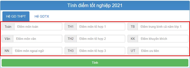 Nhập điểm các bài thi đã tham gia