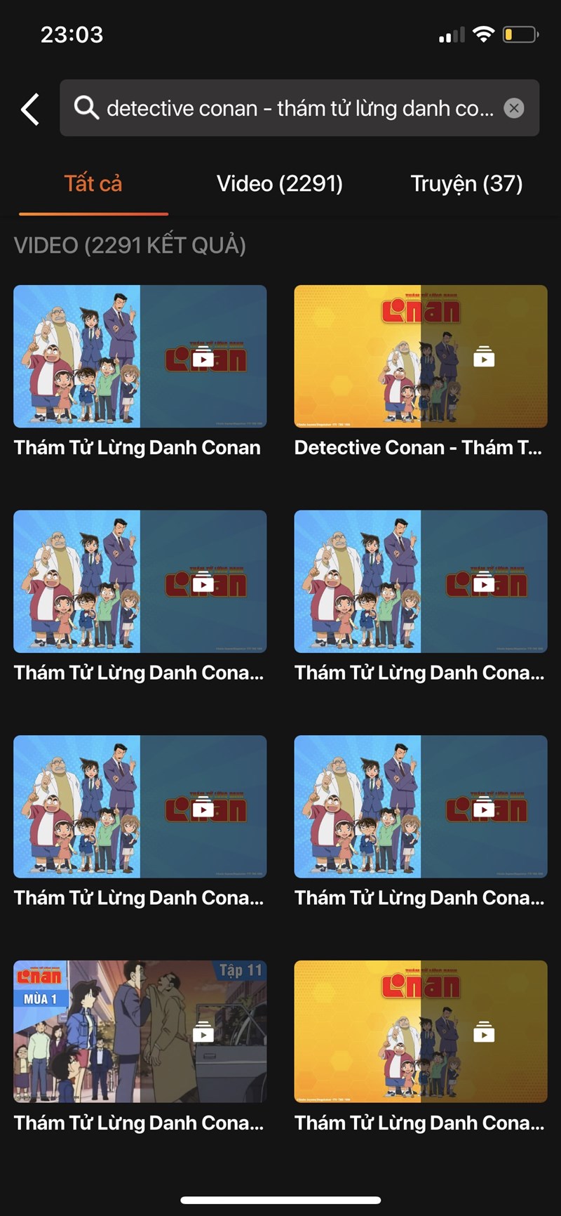 Tại đây sẽ xuất hiện các tập phim dài kỳ, phim ngắn của Conan, chọn tập phim bạn muốn xem