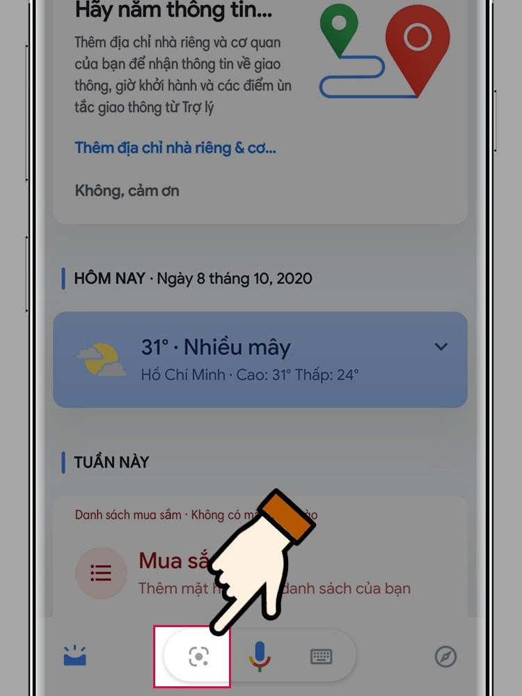Nhấn vào biểu tượng Google Ống kính.