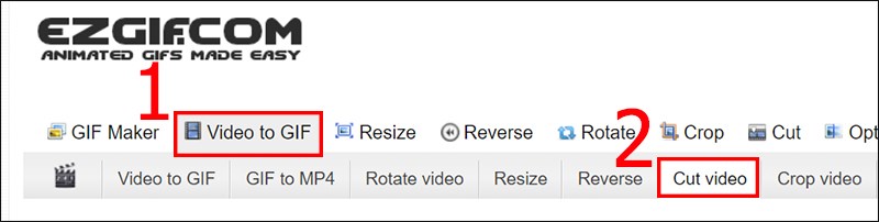 Chọn Video to GIF và chọn Cut Video 