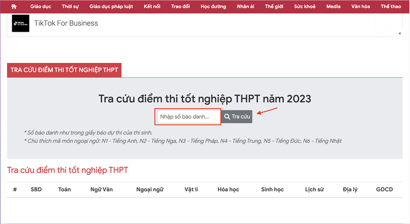 Tra cứu bằng website b&aacute;o Gi&aacute;o dục & Thời đại