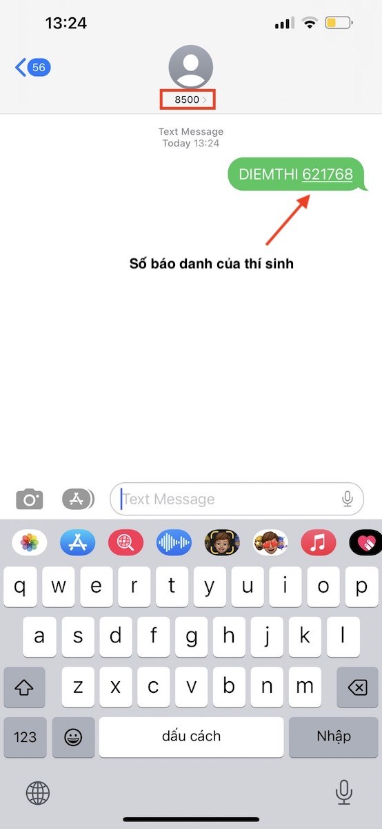 DIEMTHI SBD v&agrave; gửi 8500