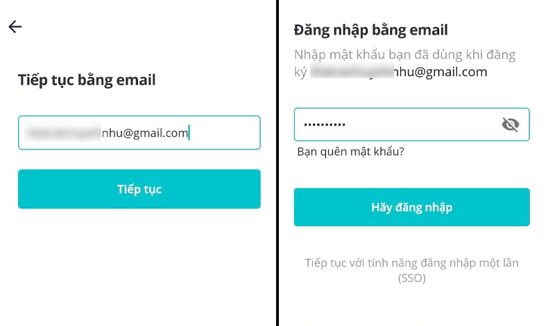 Với hình thưc liên kết tài khoản email, bạn cần nhập email và mật khẩu như ảnh bên dưới