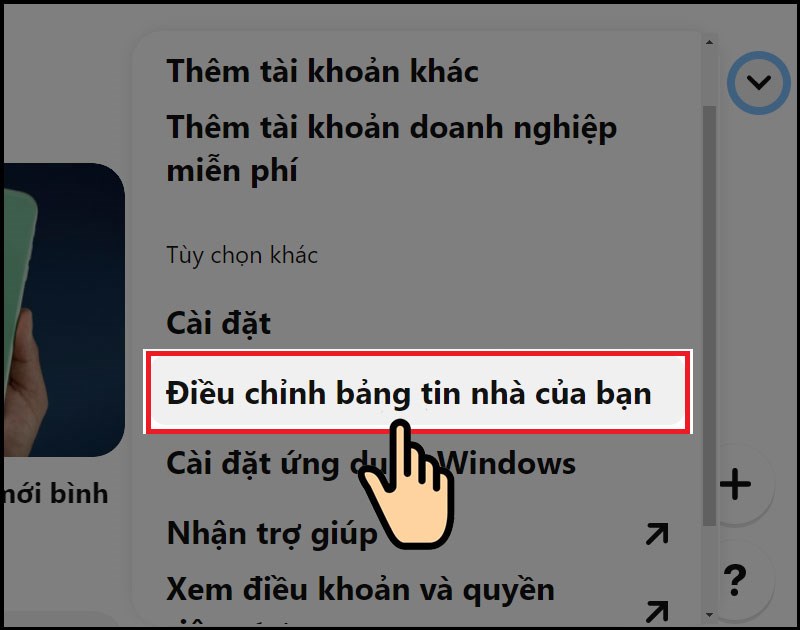 Nhấp v&agrave;o Điều chỉnh bảng tin nh&agrave; của bạn